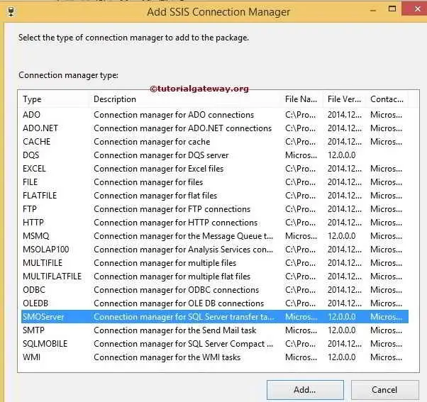 SMO Connection Manager in SSIS 3