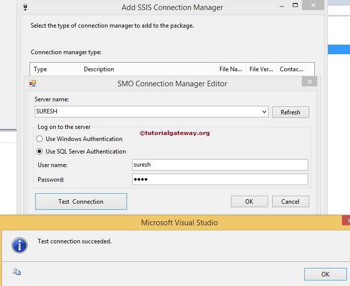 SMO Connection Manager in SSIS 6