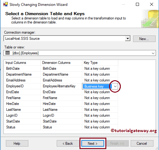 SSIS Slowly Changing Dimension Type 1 - 10