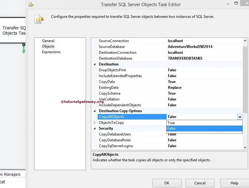 SSIS Transfer SQL Server Objects Task Copy All Objects