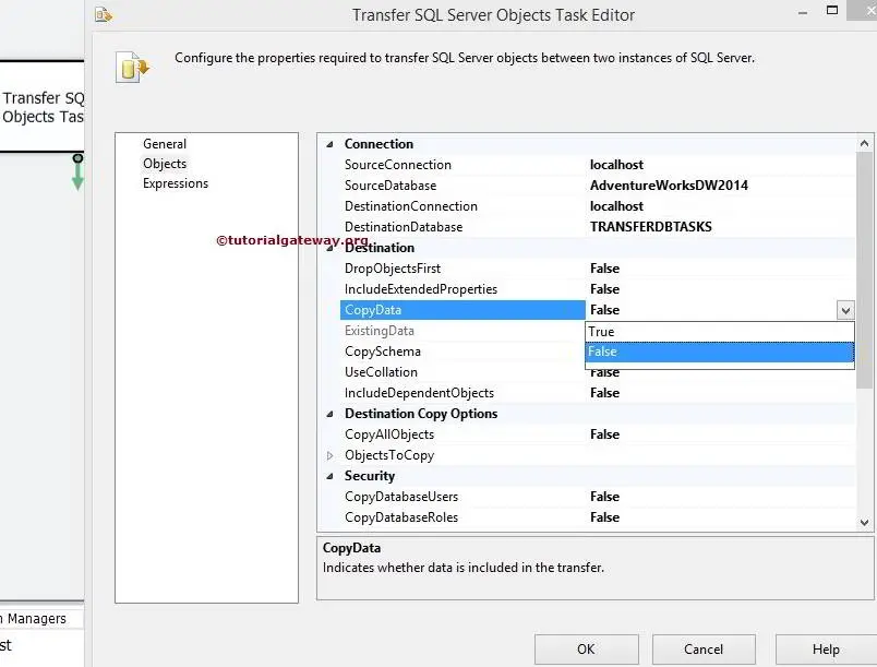 SSIS Transfer SQL Server Objects Task Copy Data