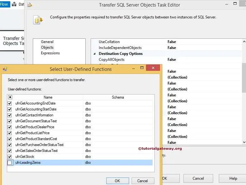 SSIS Transfer SQL Server Objects Task Copying Functions 4