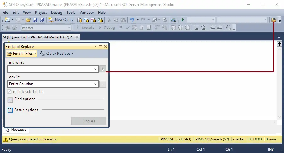 Find and Replace Query Text in SSMS