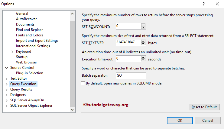 Query Execution Settings
