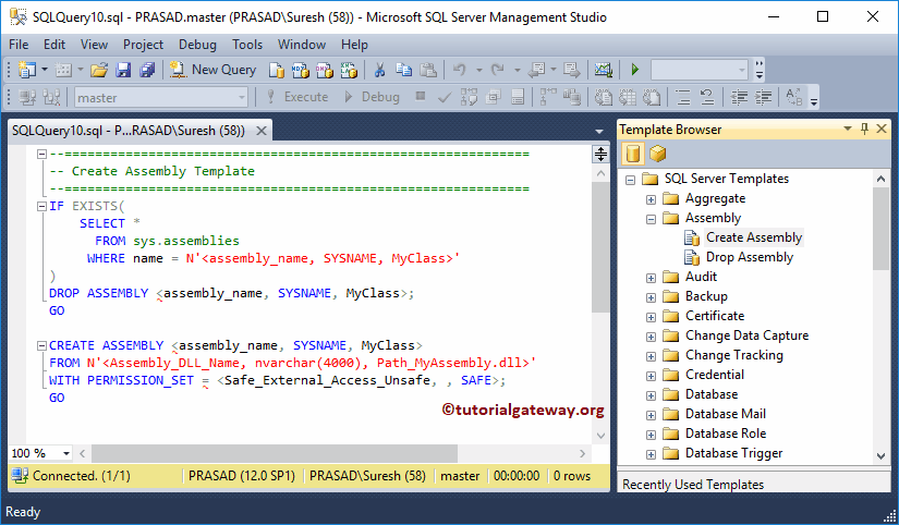 SSMS Template Browser Scripts