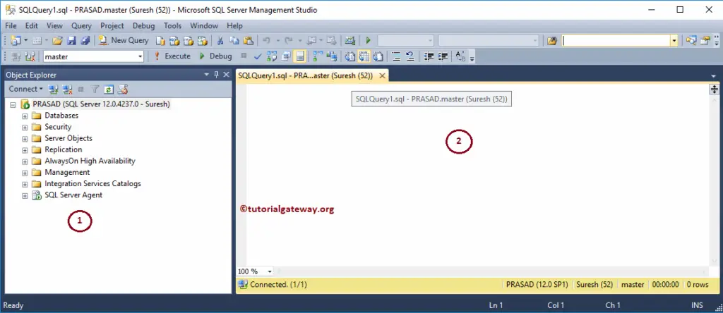 Transact query window in SQL Management Studio