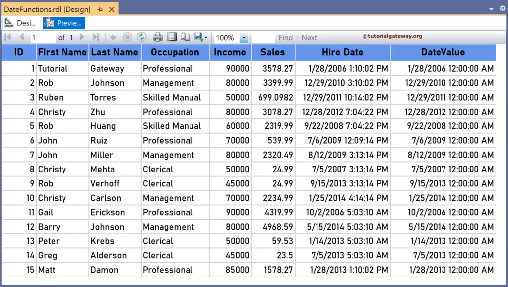 SSRS DateValue Function  preview to return the Date value from DateTime and Set time information as 00:00:00 preview