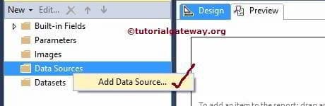 Embedded Data Source in SSRS 2