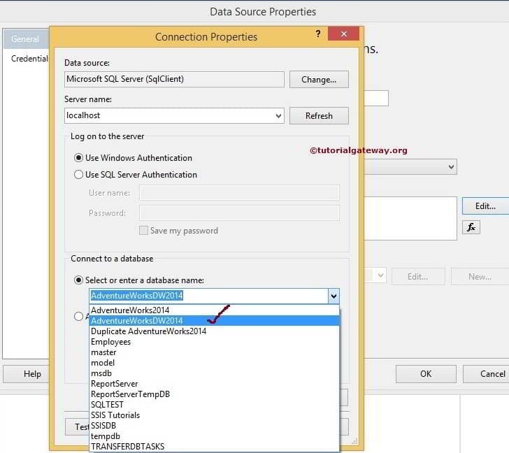 Embedded Data Source in SSRS 5
