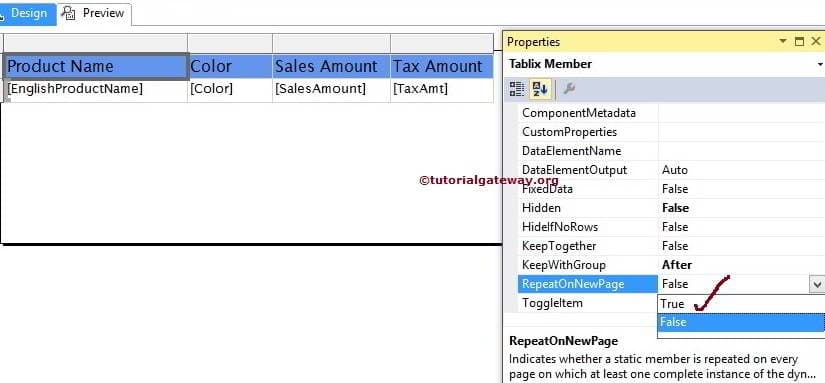 Repeat Headers on Each Page in SSRS 2014