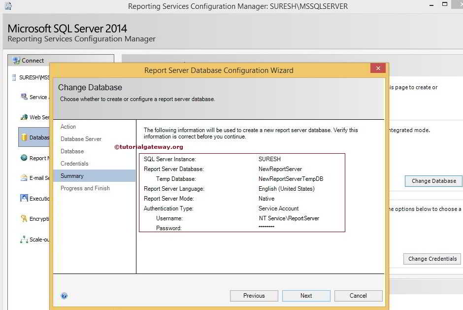 SQL Server Reporting Services Configuration Manager 14