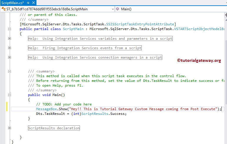 Script Task Editor for Event Handlers 18