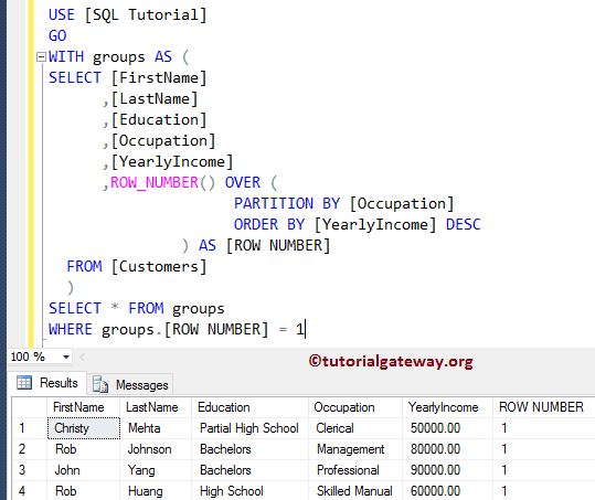 Select First Row in each SQL Group By group 3