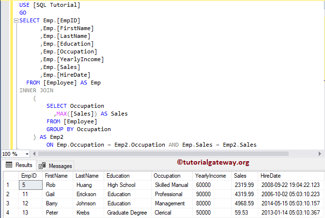 Select Rows with Maximum Value on a Column in SQL Server 3