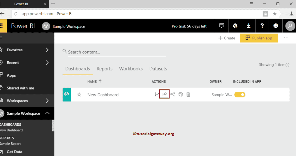 Share Power BI Workspace 1