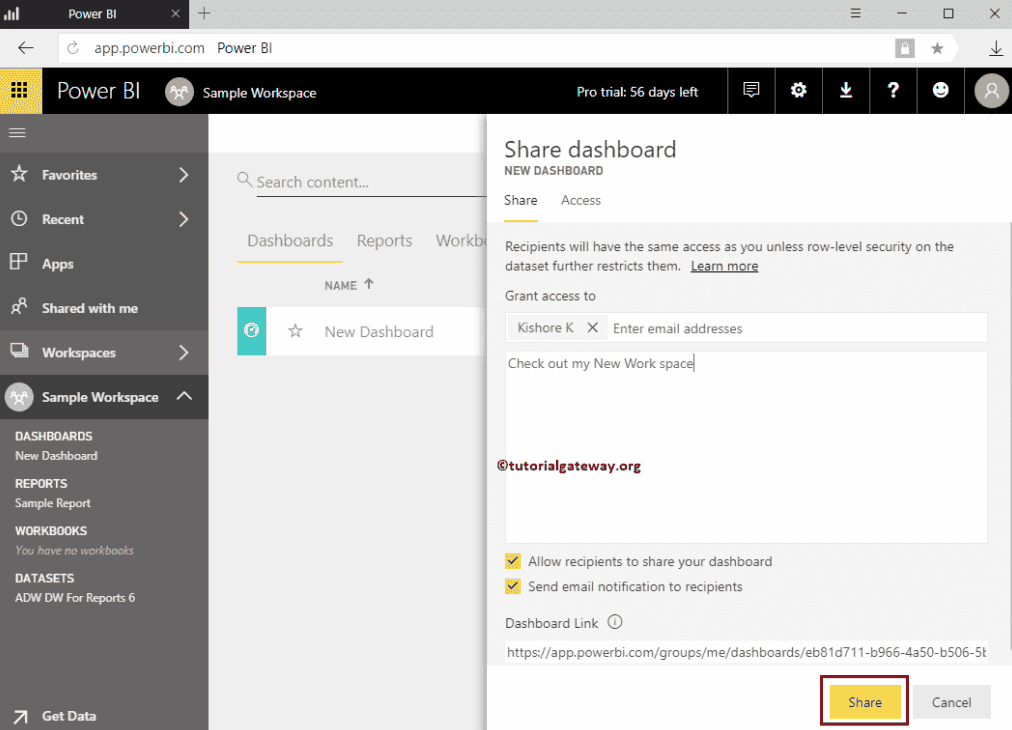 Share Power BI Workspace 3