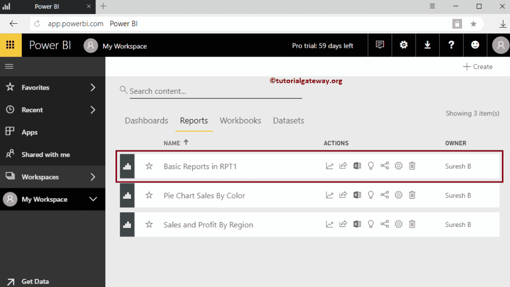 Share a Report in Power BI 1