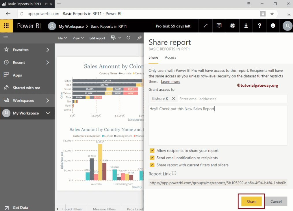 Share a Report in Power BI 4