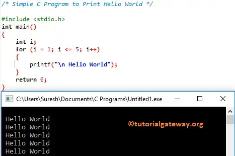Simple C Program to Print Hello World 2