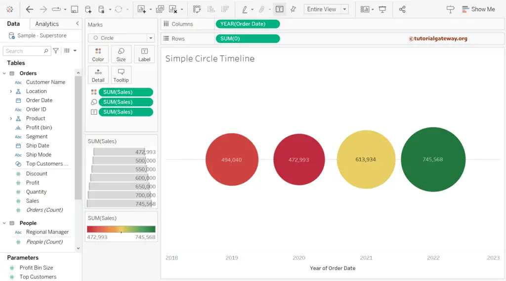 How to Create a Simple Circle Timeline in Tableau output
