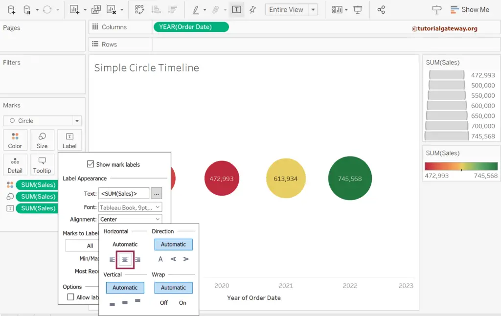 How to Create a Simple Circle Timeline in Tableau and add data labels