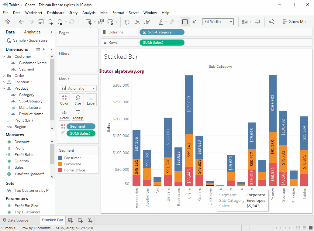 Stacked Bar Chart in Tableau 11