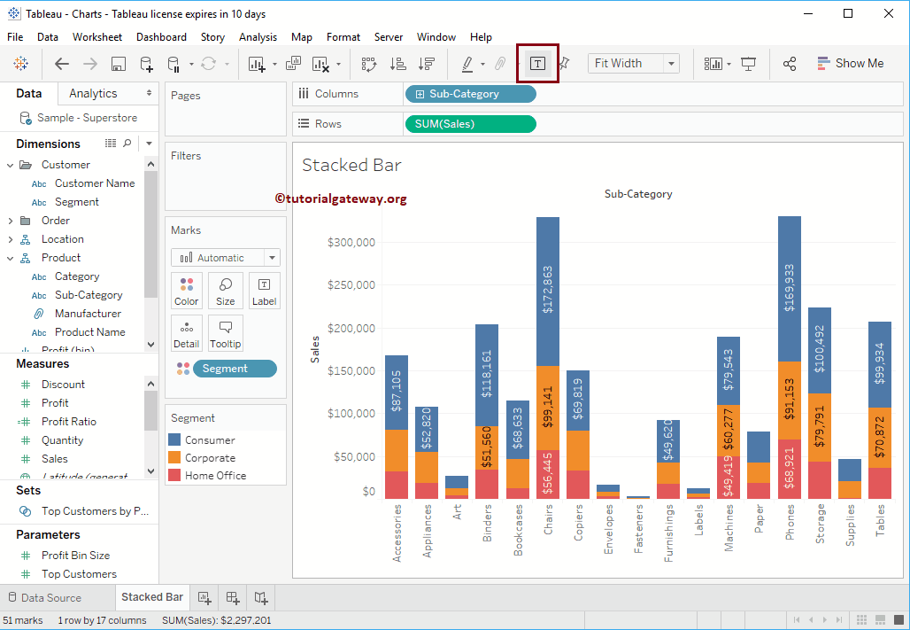 Stacked Bar Chart in Tableau 9