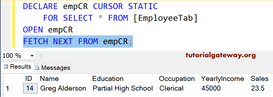 Fetch Next from Static Cursor in SQL Server 4