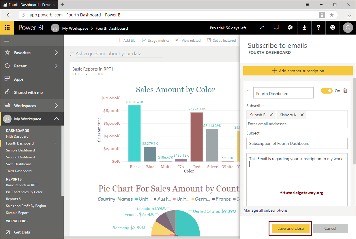 Choose User Emails to Subscribe Power Bi Dashboard 5