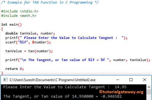 TAN Function in C programming 1