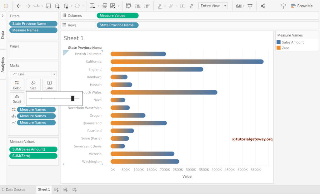Increase the Line Size of Tableau Gradient Bar Chart