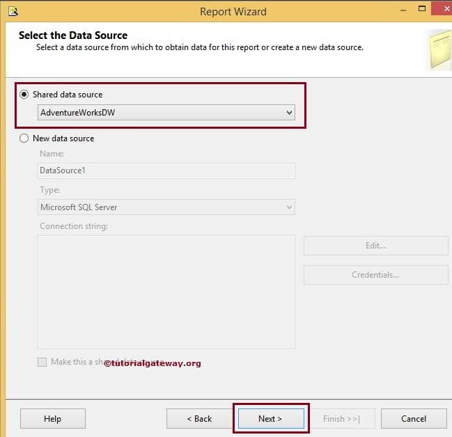 Shared Data Source in Report Wizard 2