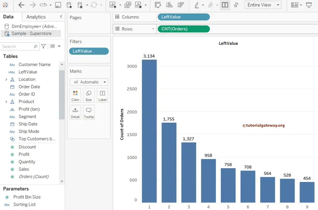 Add Data labels to Tableau Benfords Law Chart