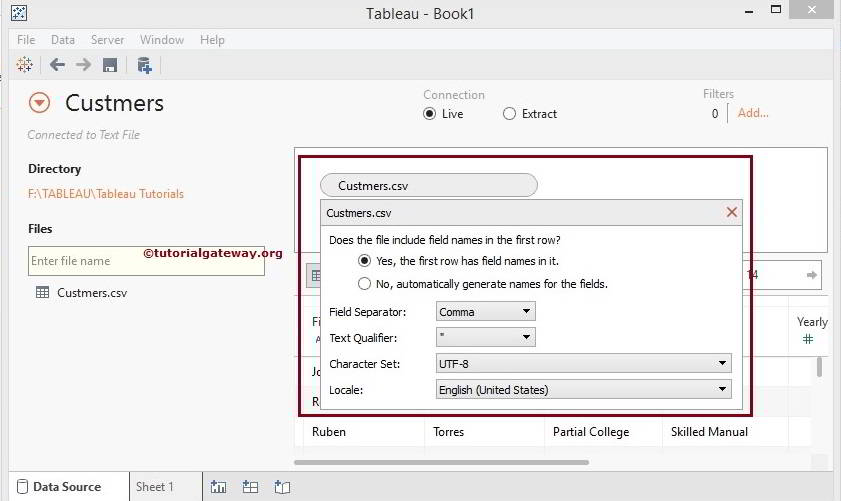 Connecting Tableau to Text File 8
