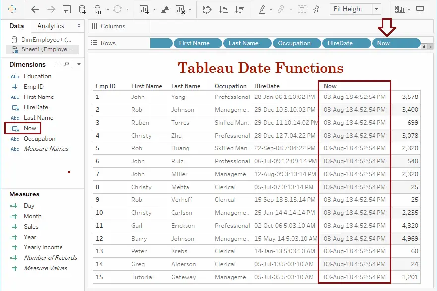 Tableau NOW function 12