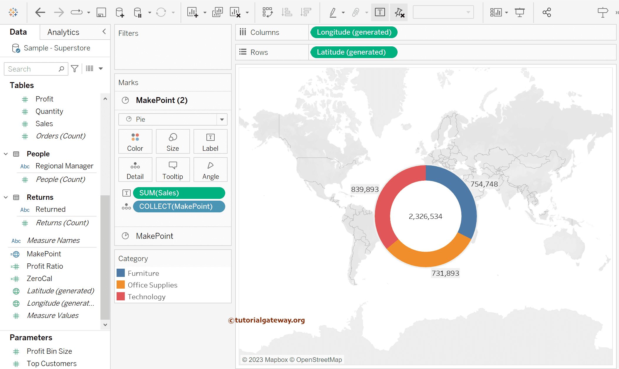 Add Data Labels to Tableau Donut Chart