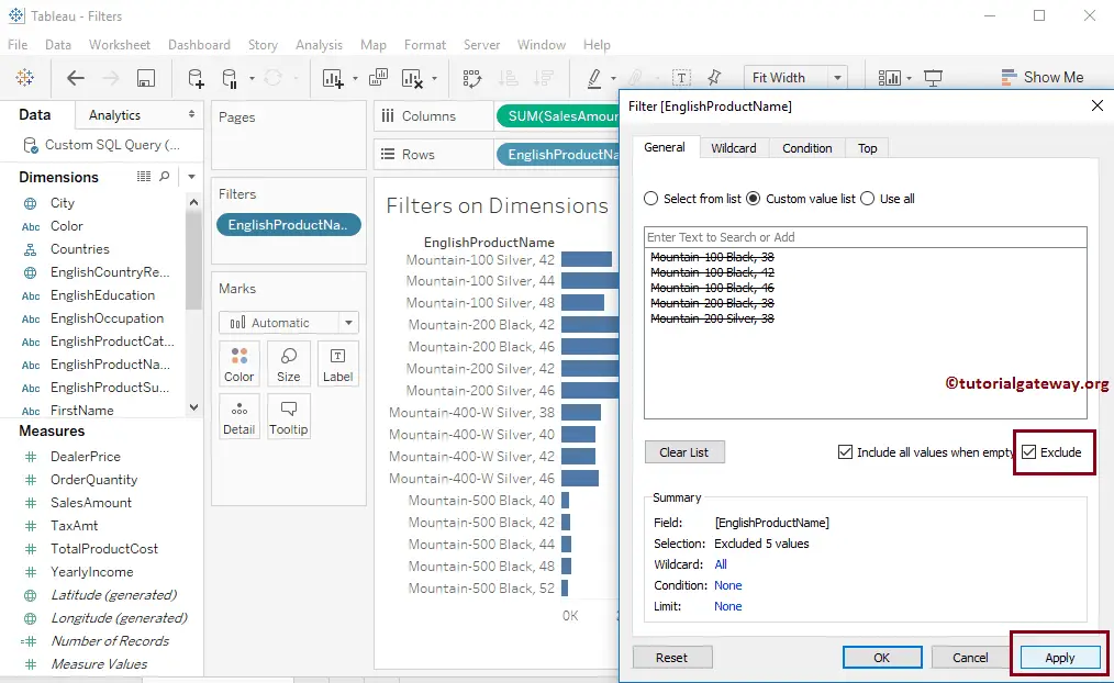 Tableau Filters on Dimensions 13