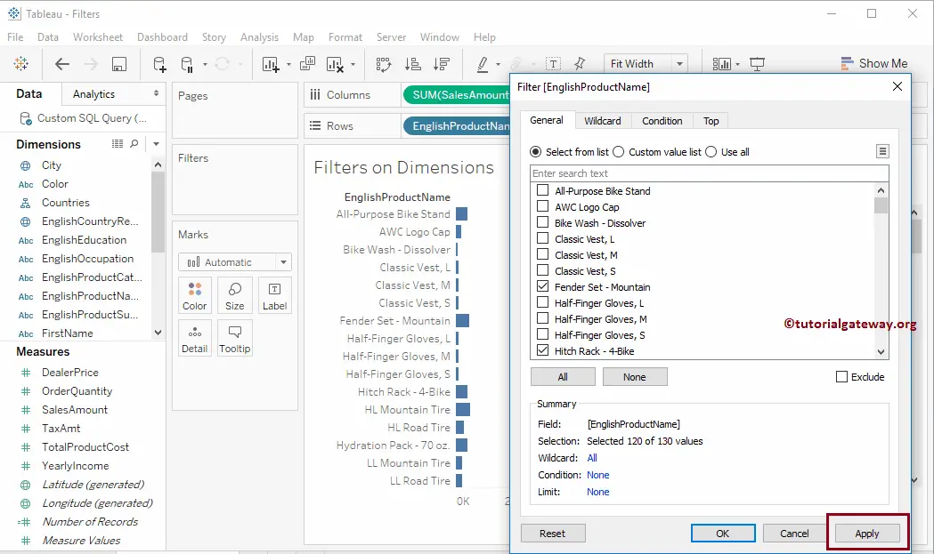 Tableau Filters on Dimensions 6