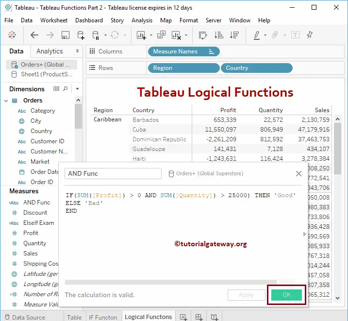 Tableau AND function 3