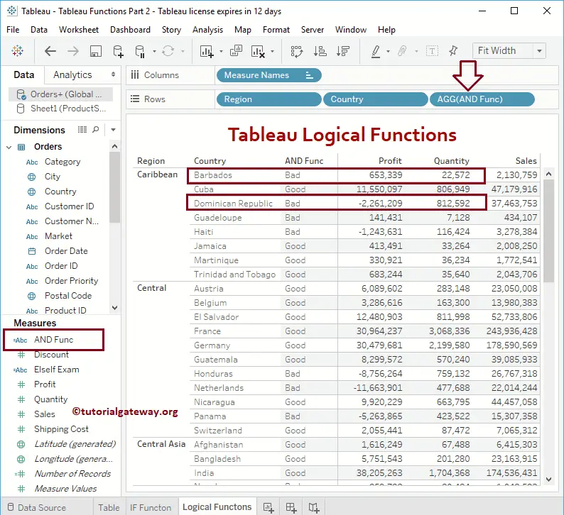 Tableau AND function 4