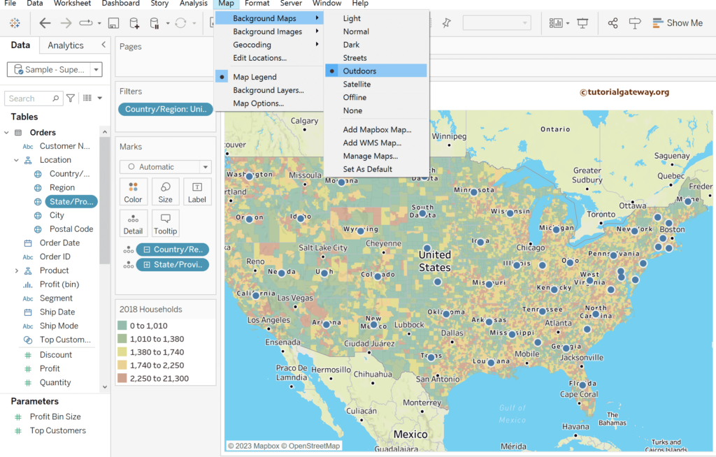 Available Tableau Map Options 