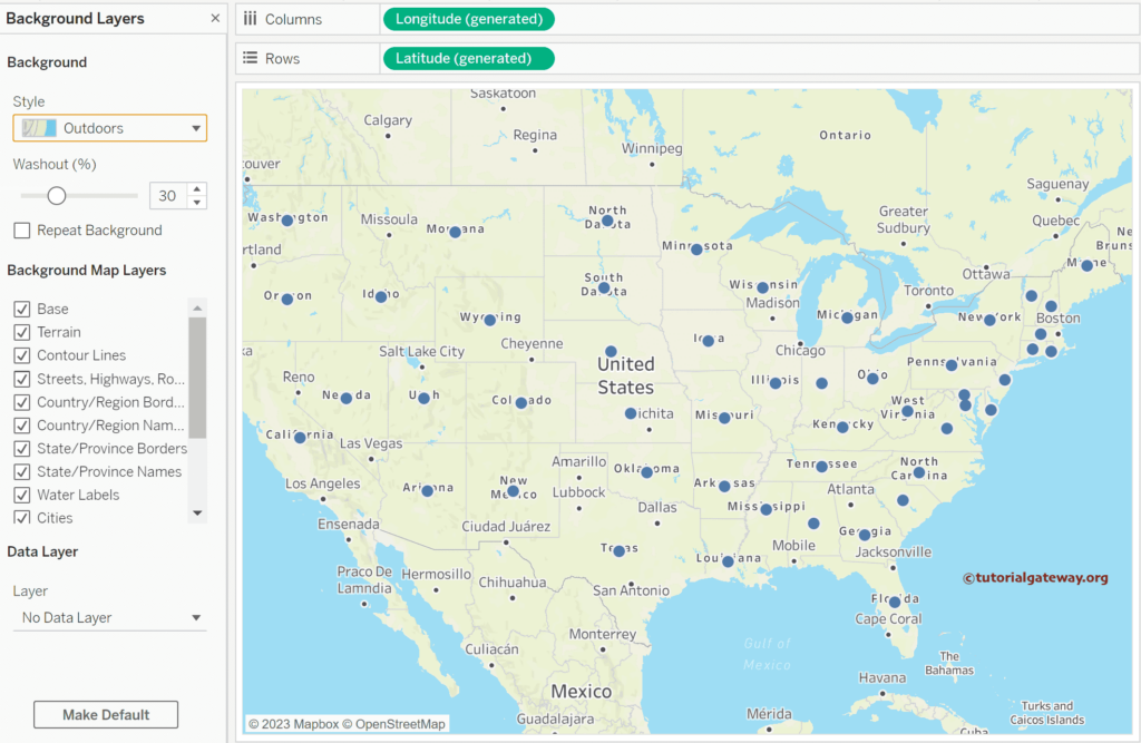Tableau Map Options to style background