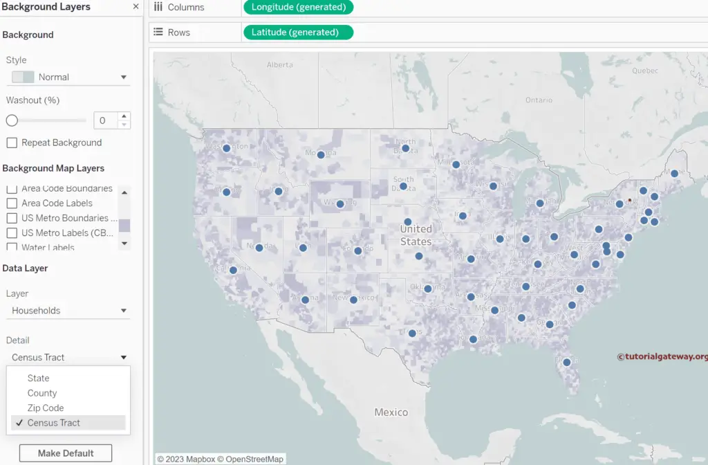 Tableau Map Options with Data Layer and level details option