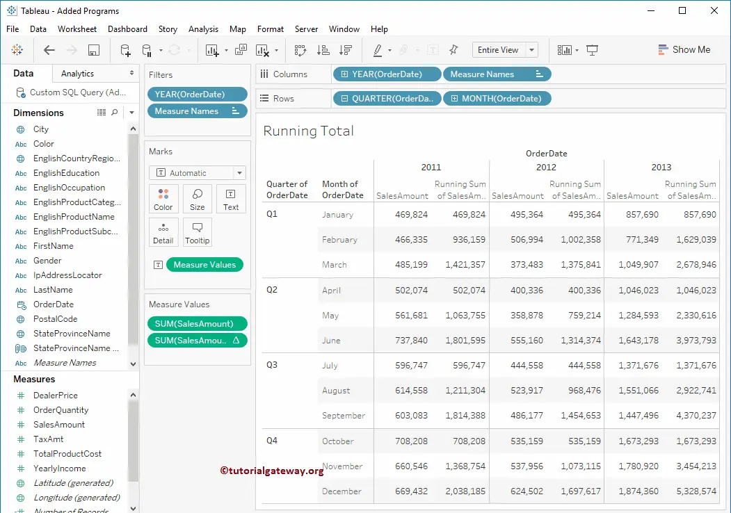 Tableau Running Total Calculation 12