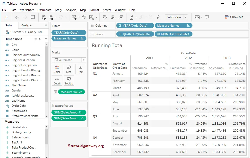Tableau Running Total Calculation 15