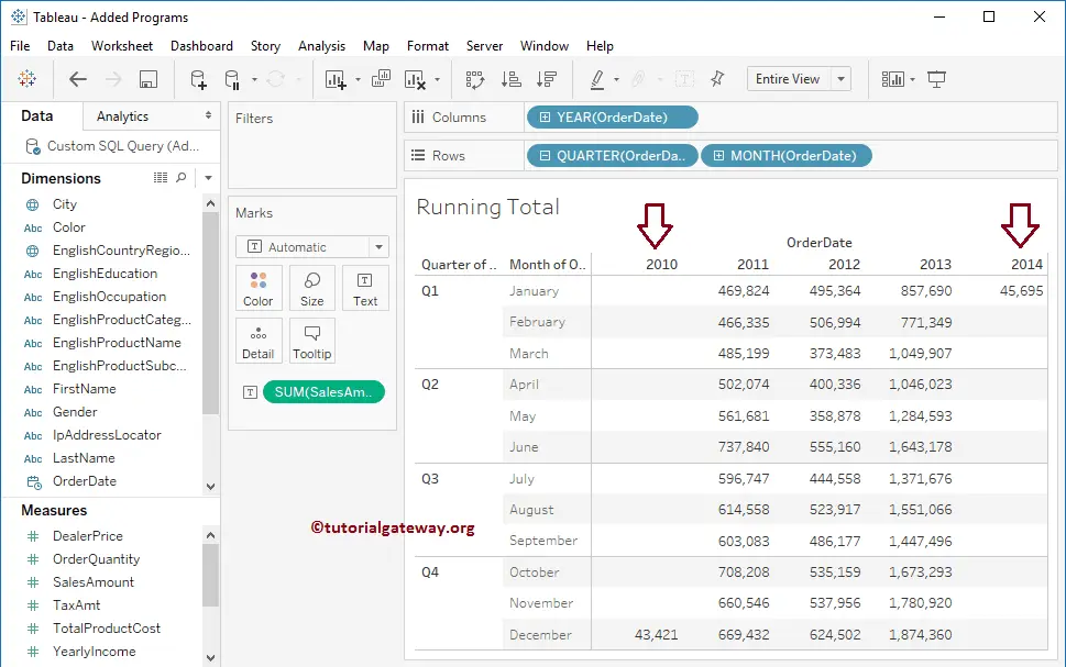 Tableau Running Total Calculation 2