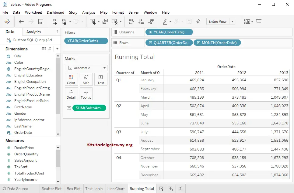 Tableau Running Total Calculation 3