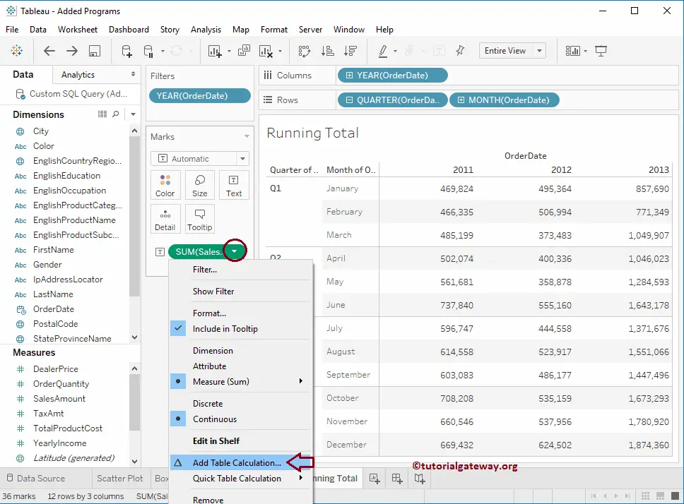 Tableau Running Total Calculation 4