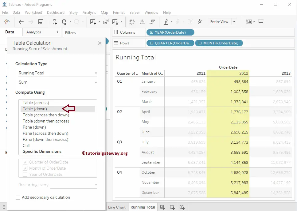 Tableau Running Total Calculation 7