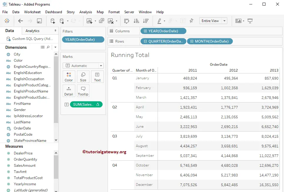 Tableau Running Total Calculation 8